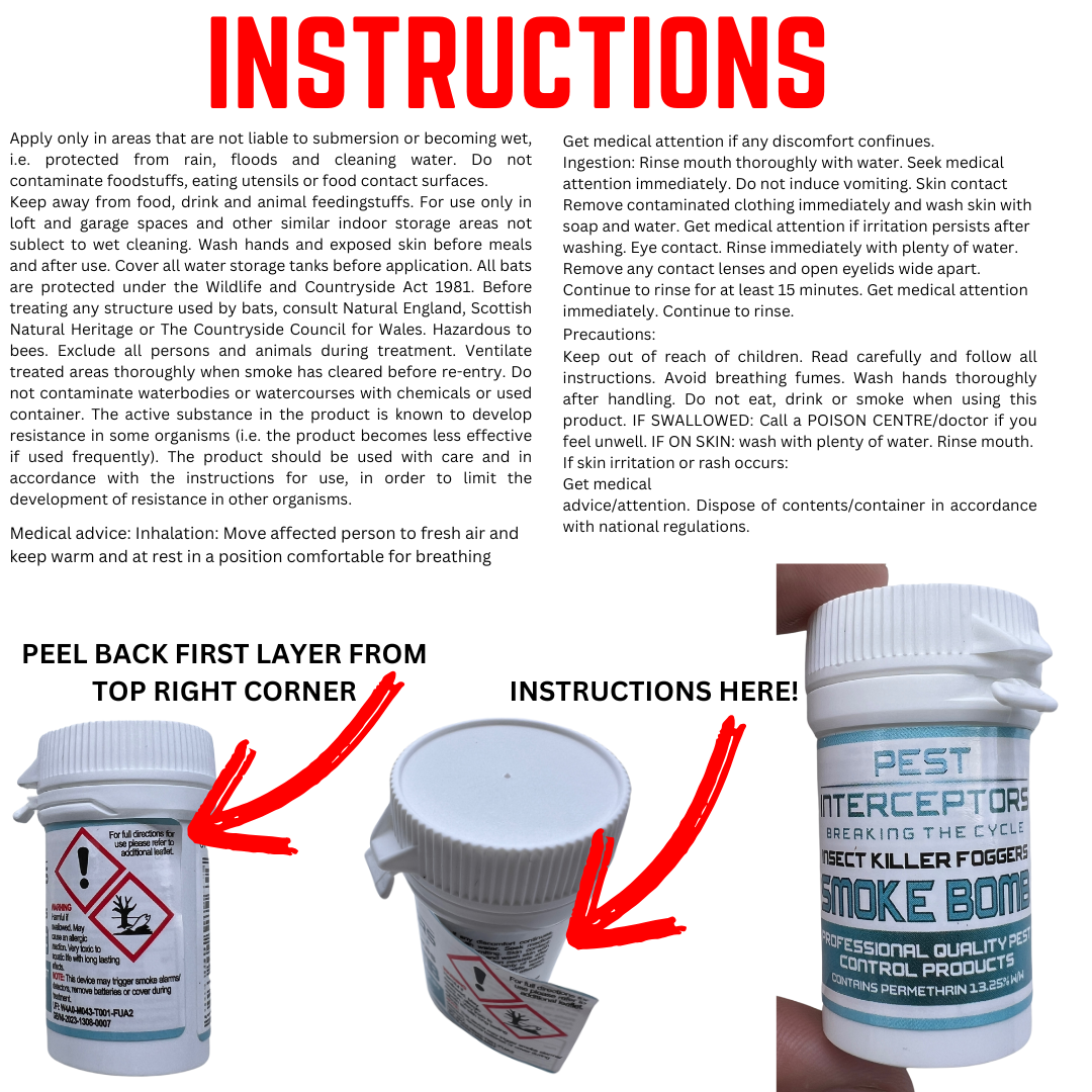Insect Smoke Bomb Foggers, 8 Pack, for Cockroaches, Bedbugs, Fleas, House Flies, Mosquitoes, Moths and Beetles - by Pest Interceptors