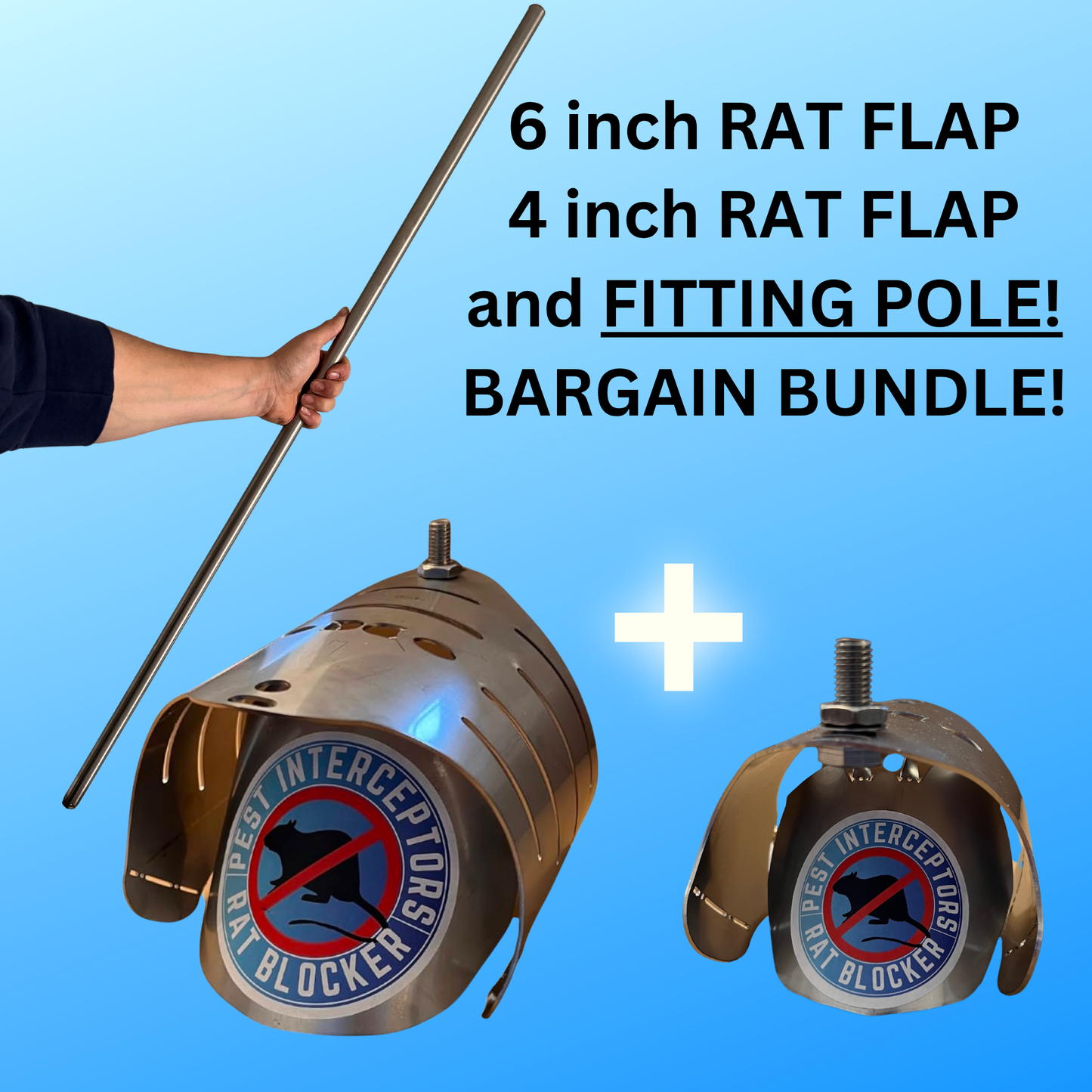 6 & 4 inch RAT FLAPs + Fitting pole BARGAIN BUNDLE!