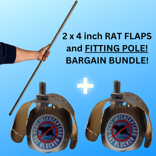 2x 4 inch RAT FLAPs + Fitting pole BARGAIN BUNDLE!
