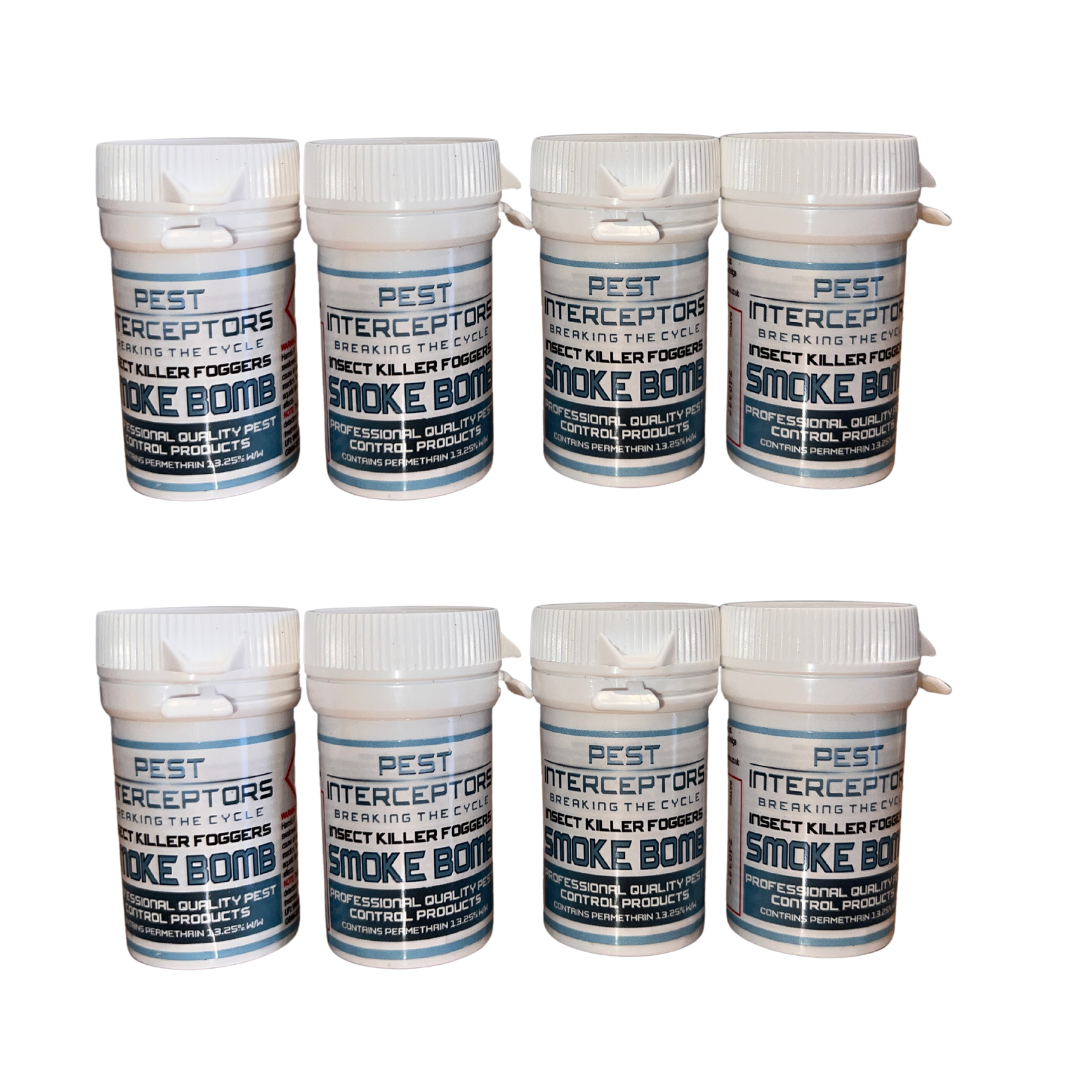Insect Smoke Bomb Foggers, 8 Pack, for Cockroaches, Bedbugs, Fleas, House Flies, Mosquitoes, Moths and Beetles - by Pest Interceptors