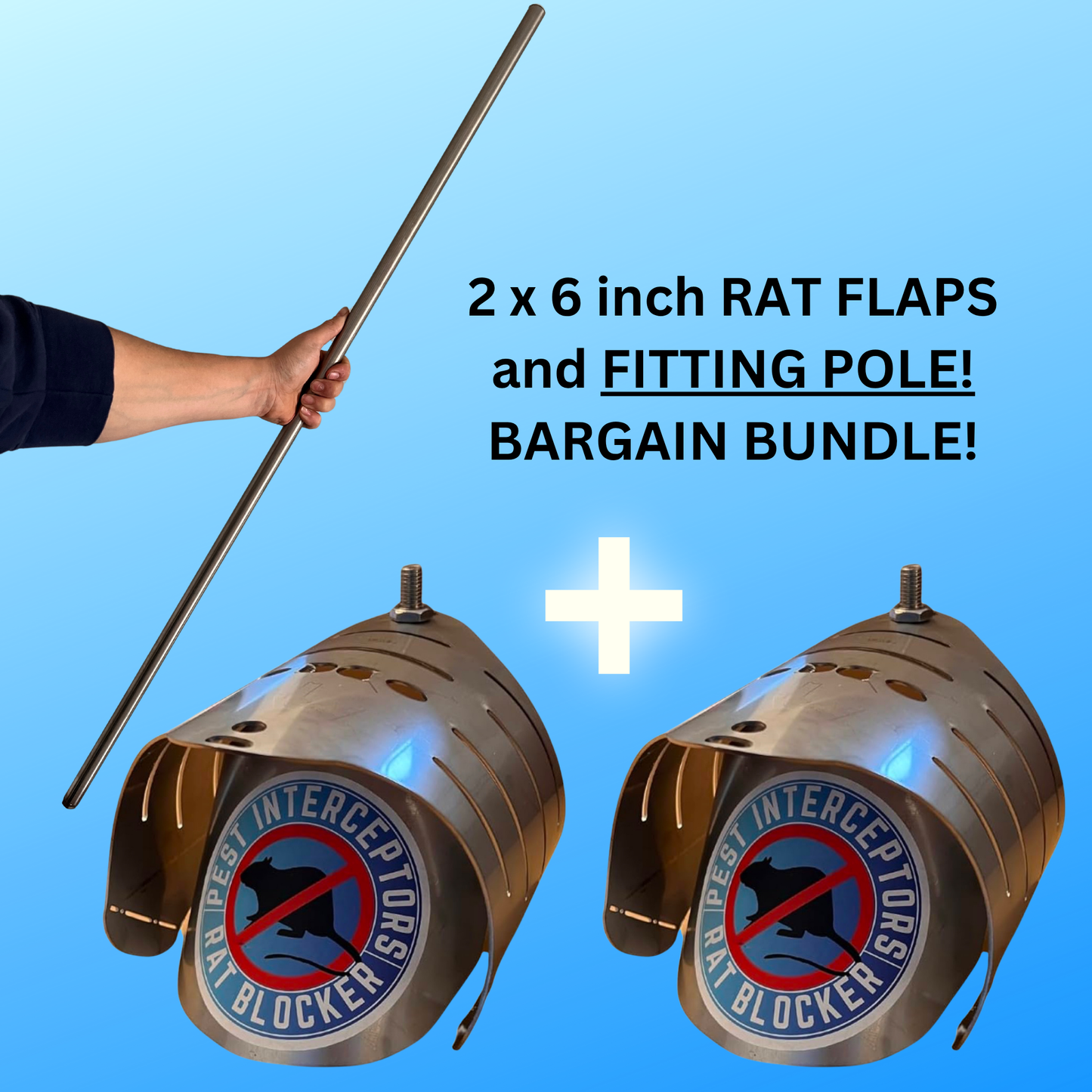 2x 6 inch RAT FLAP plus FITTING POLE bargain bundle