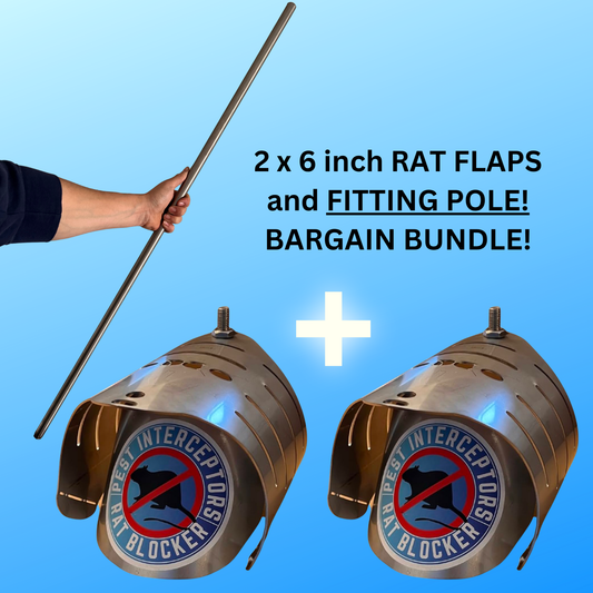 2x 6 inch RAT FLAP plus FITTING POLE bargain bundle