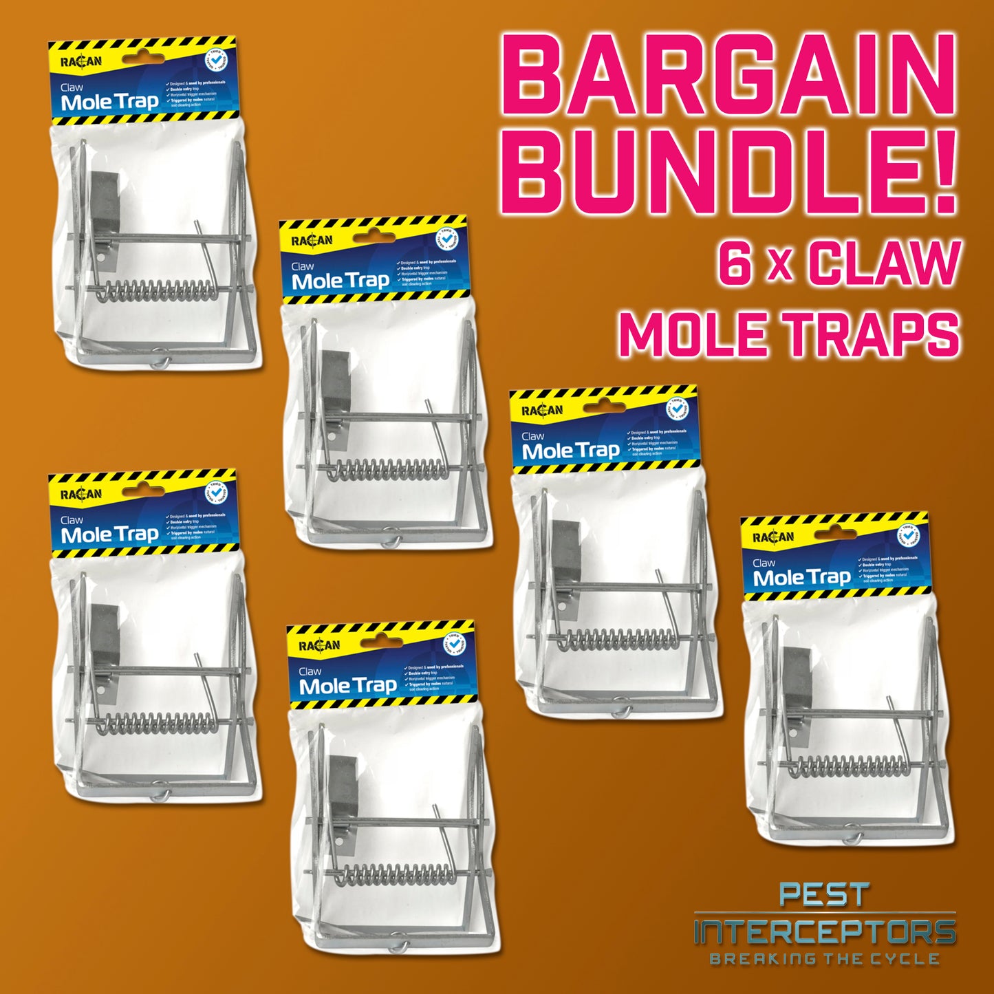 6 x Claw Mole Trap PROFESSIONAL - BARGAIN PACK OF 6