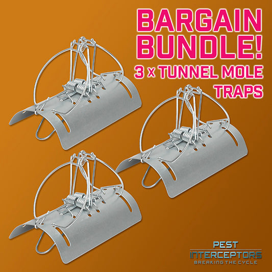 3 x Tunnel Mole Trap PRO USE - BARGAIN PACK OF 3