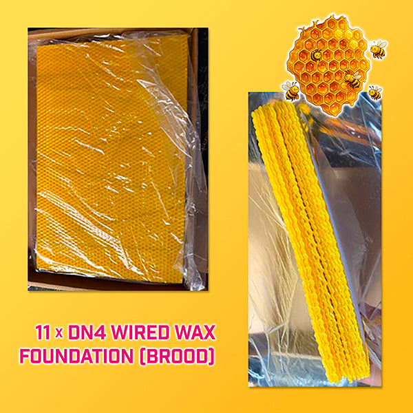 National DN4 Brood + SN4 Super Frames with Wired Beeswax Foundation – Assembly Pack