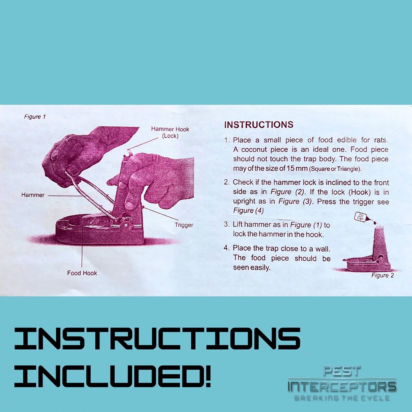Pest Interceptors - 2 Pack Heavy Duty 'L' Shape NANO, Tombstone Traps, Reusable Easy To Set and Use for Rats & Mice