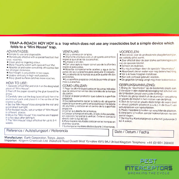 4 x Hoy Hoy Trap-A-Roach Cockroach Sticky Trap 4x 5 pack (20 Traps per order) (insecticide free!)