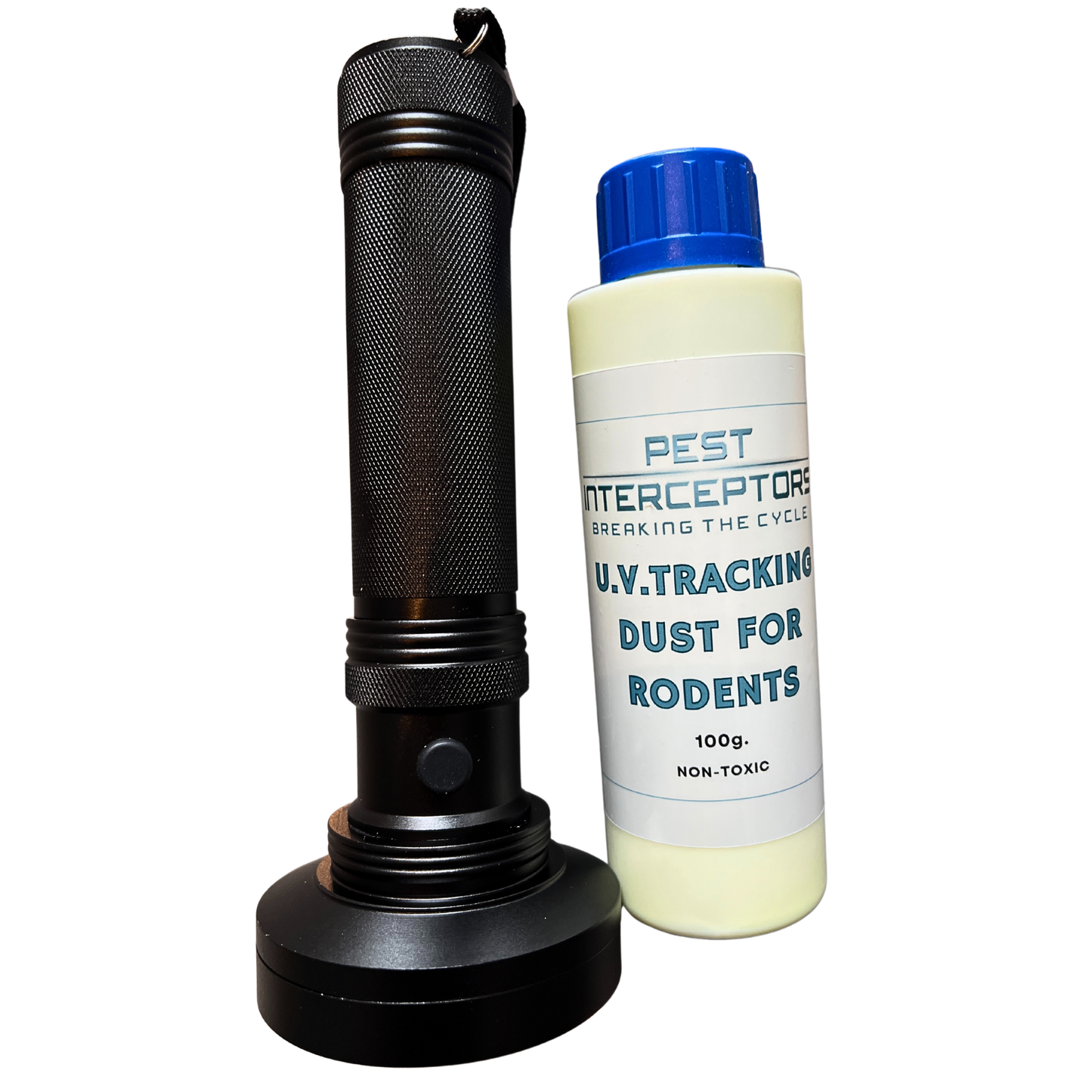 U.V Fluorescent Tracking Dust 100g Non-Toxic Including U.V Torch Light Blacklight Flashlight (100 LED) For Tracking Rodents - Rats/Mice/Squirrel For Tracing Pests Inside Home