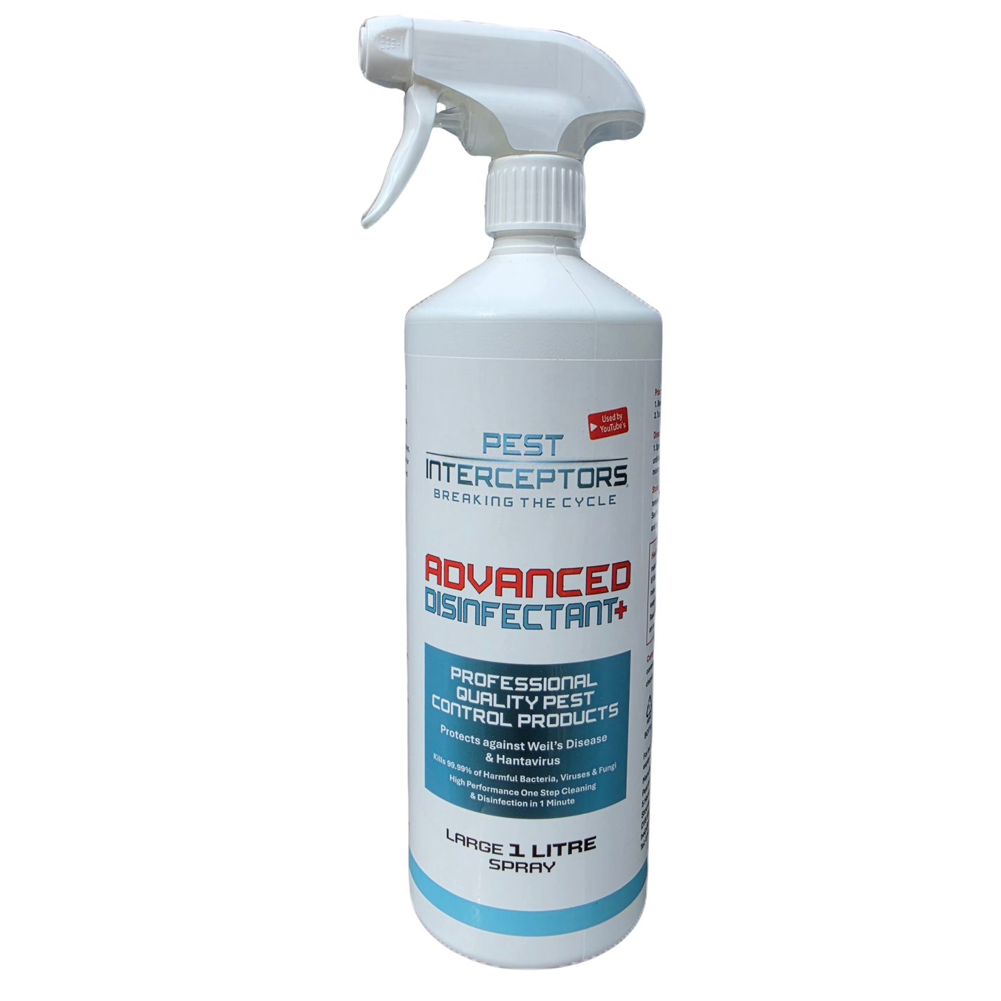 Pest Interceptors® Advanced Disinfectant+ Spray 1 Litre  Professional Ready-to-Use Surface Cleaner One-Minute Disinfection – For Pest-Control Equipment, Traps and Contaminated Areas
