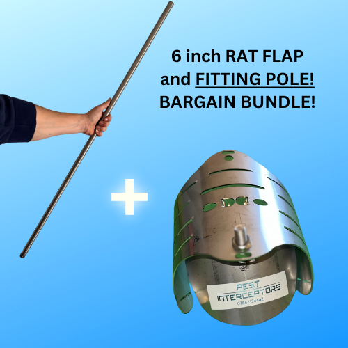 6 inch RAT FLAP + Fitting pole BARGAIN BUNDLE PEST INTERCEPTORS
