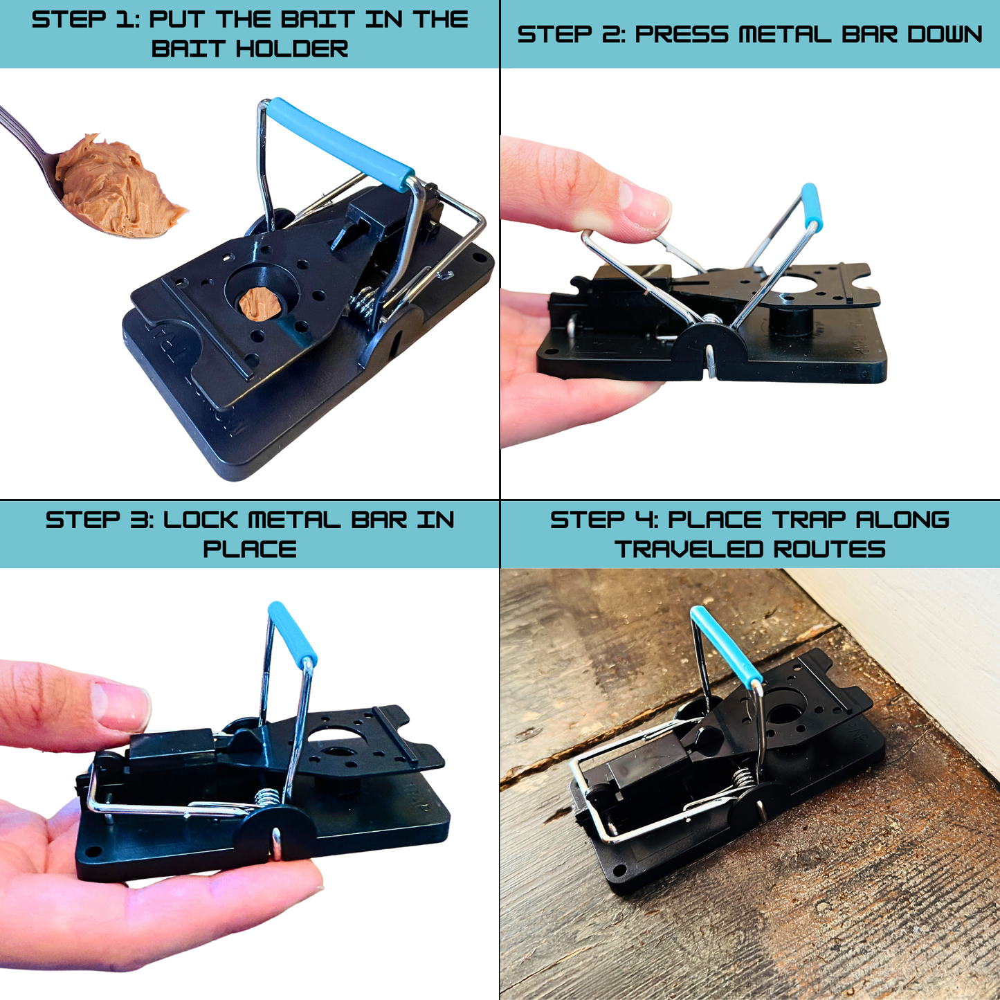 4x Mouse Traps - The Blue Bar Snap Back Trap from Pest Interceptors!