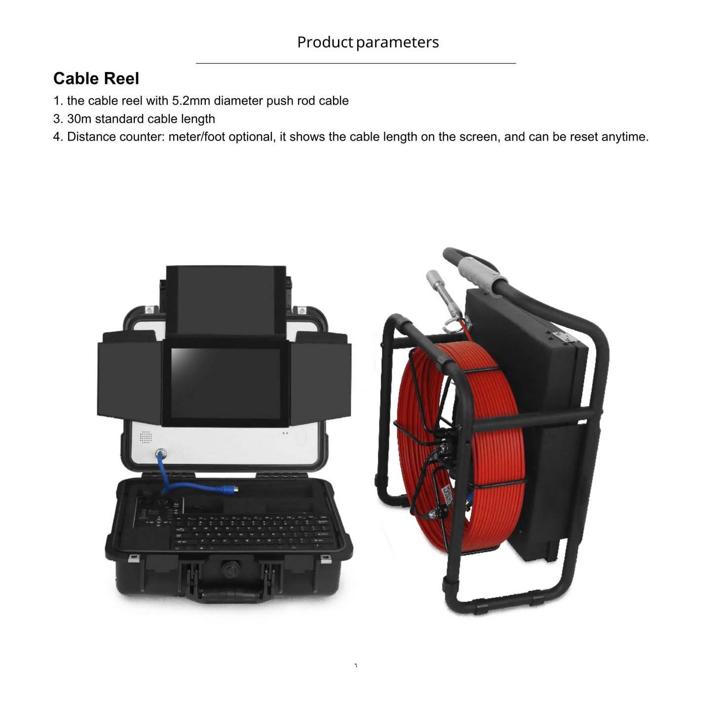 Sewer inspection camera 23mm - For use in drainage inspections 30 meter reel BLUE cable IP68