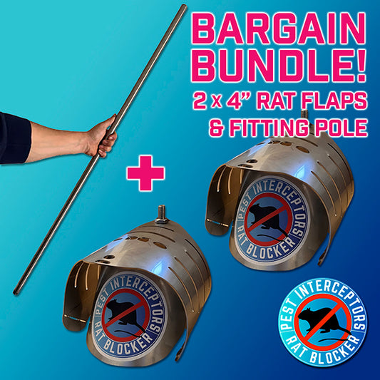 BARGAIN BUNDLE! 2 x 4 inch RAT FLAPS + Fitting pole