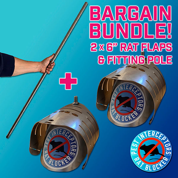 BARGAIN BUNDLE! 2 x 6 inch RAT FLAP plus FITTING POLE