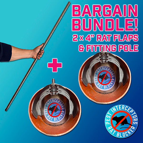 BARGAIN BUNDLE! 2 x 4 inch RAT FLAPS + Fitting pole