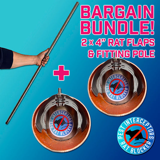BARGAIN BUNDLE! 2 x 4 inch RAT FLAPS + Fitting pole