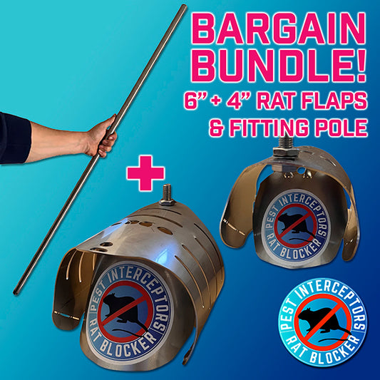BARGAIN BUNDLE! 6 & 4 inch RAT FLAPS + Fitting pole