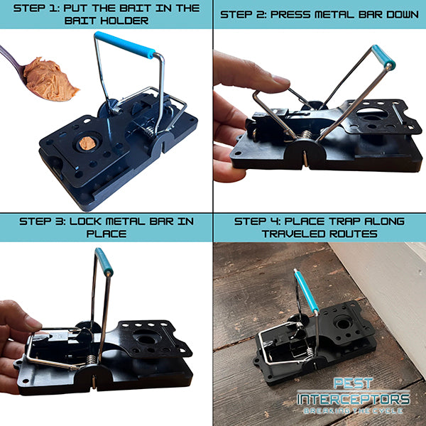 4 x Rat Traps - The Blue Bar Snap Back Rat Trap from Pest Interceptors!