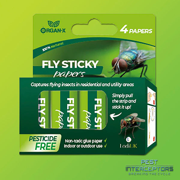 Fly Sticky Paper - 4 x rolls - for use indoor/outdoor ideal for kitchens, patios, farms and food prep areas.