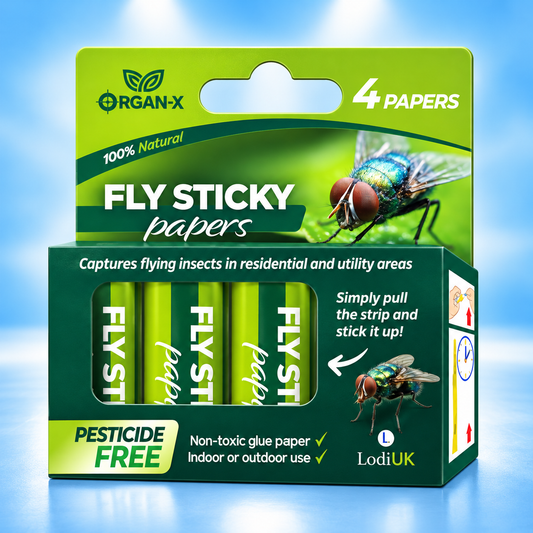Fly Sticky Paper - 4 x rolls - for use indoor/outdoor ideal for kitchens, patios, farms and food prep areas.