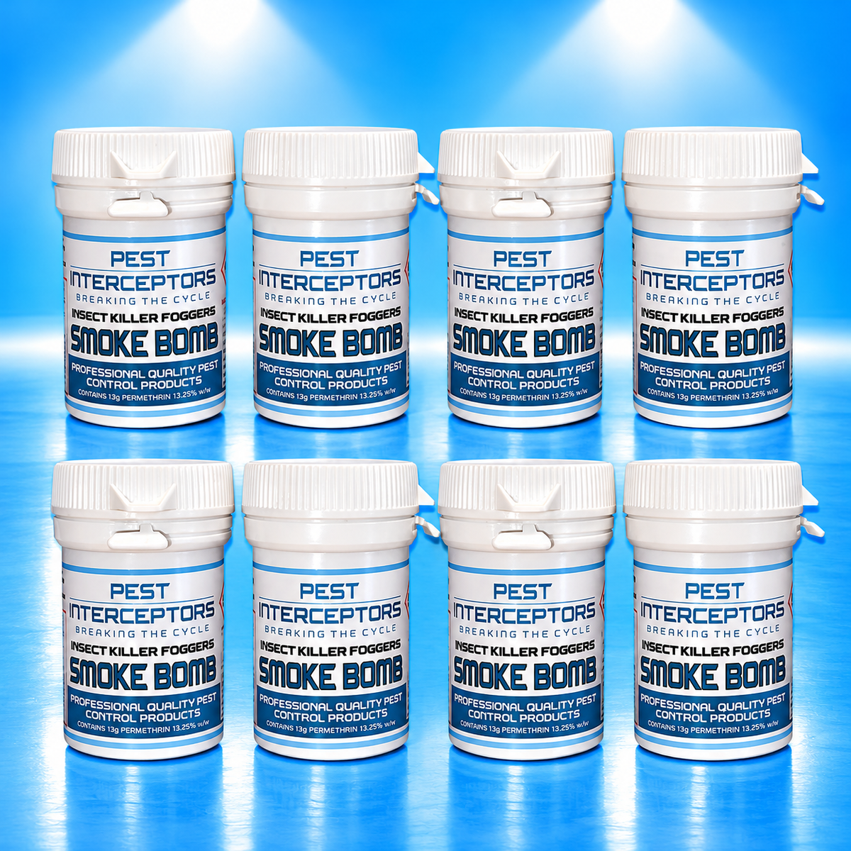 Insect Smoke Bomb Foggers - 8 Pack, for Cockroaches, Bedbugs, Fleas, House Flies, Mosquitoes, Moths and Beetles - by Pest Interceptors